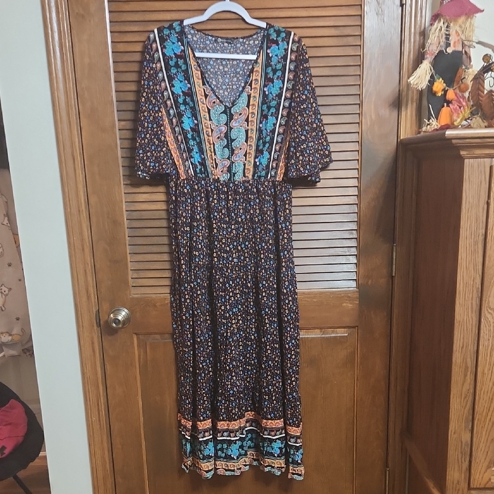 Bohemian Floral Maxi Dress - Multicolor